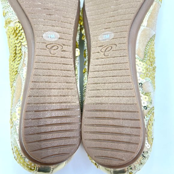 Easy Spirit X Martha Stewart Size 7 Gail Metallic Gold Sequin Ballet Flats Shoes - Picture 12 of 14